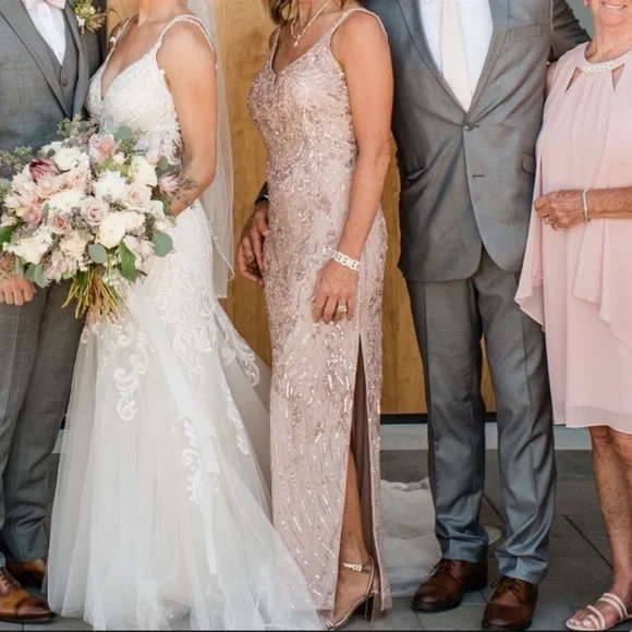 Brand new Aidan Mattox beaded V-NOTCH sleeveless long gown - Picture 4 of 17